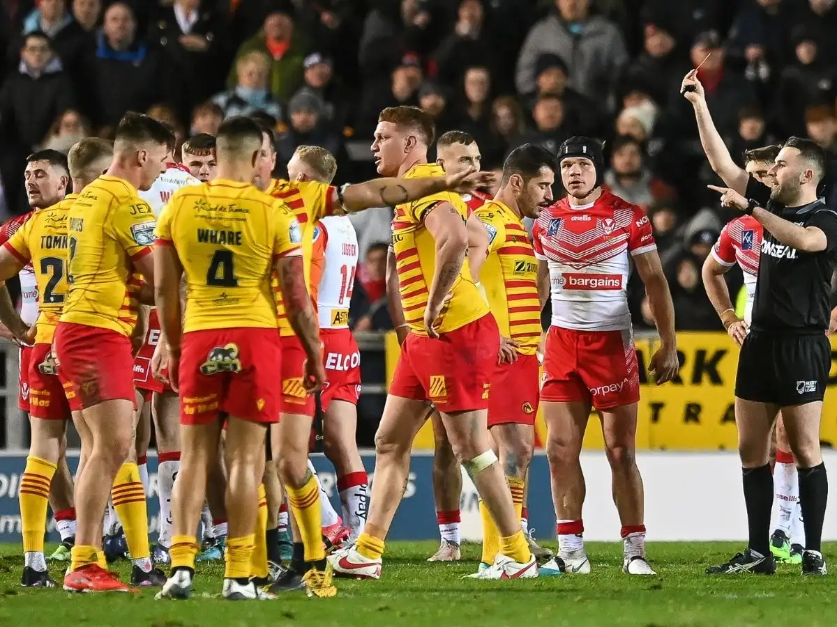 Dylan Napa Catalans Dragons red card Robert Hicks