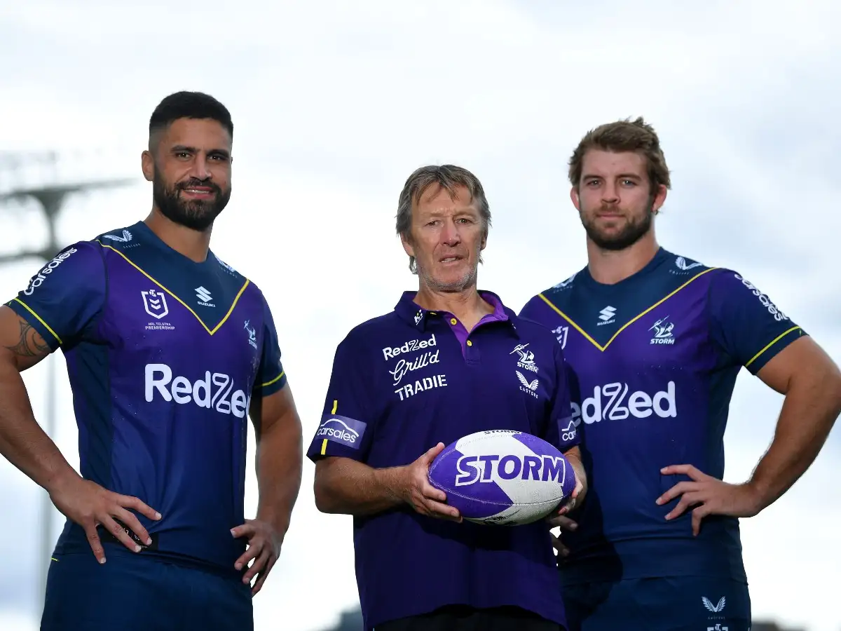 Melbourne Storm co-skipper Christian Welch with Bromwich and Craig Bellamy
