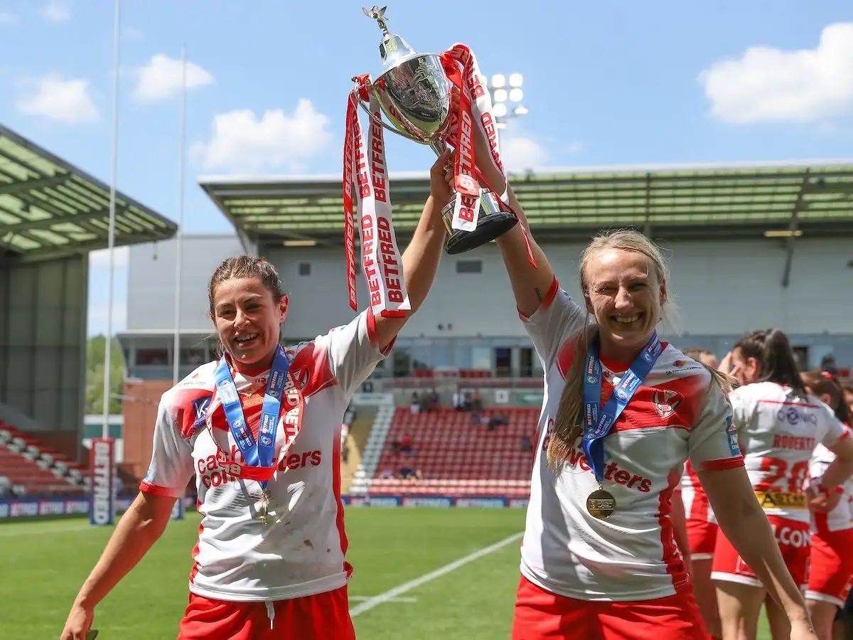 Emily Rudge and Jodie Cunningham St Helens Challenge Cup