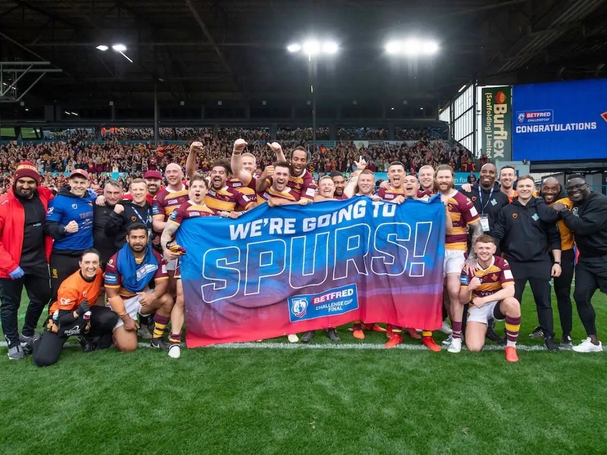 Huddersfield Giants celebrate reaching Challenge Cup final SWpix