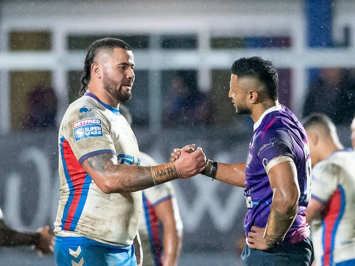 Super League David Fifita Wakefield Trinity and Dom Peyroux Toulouse Olympique SWpix