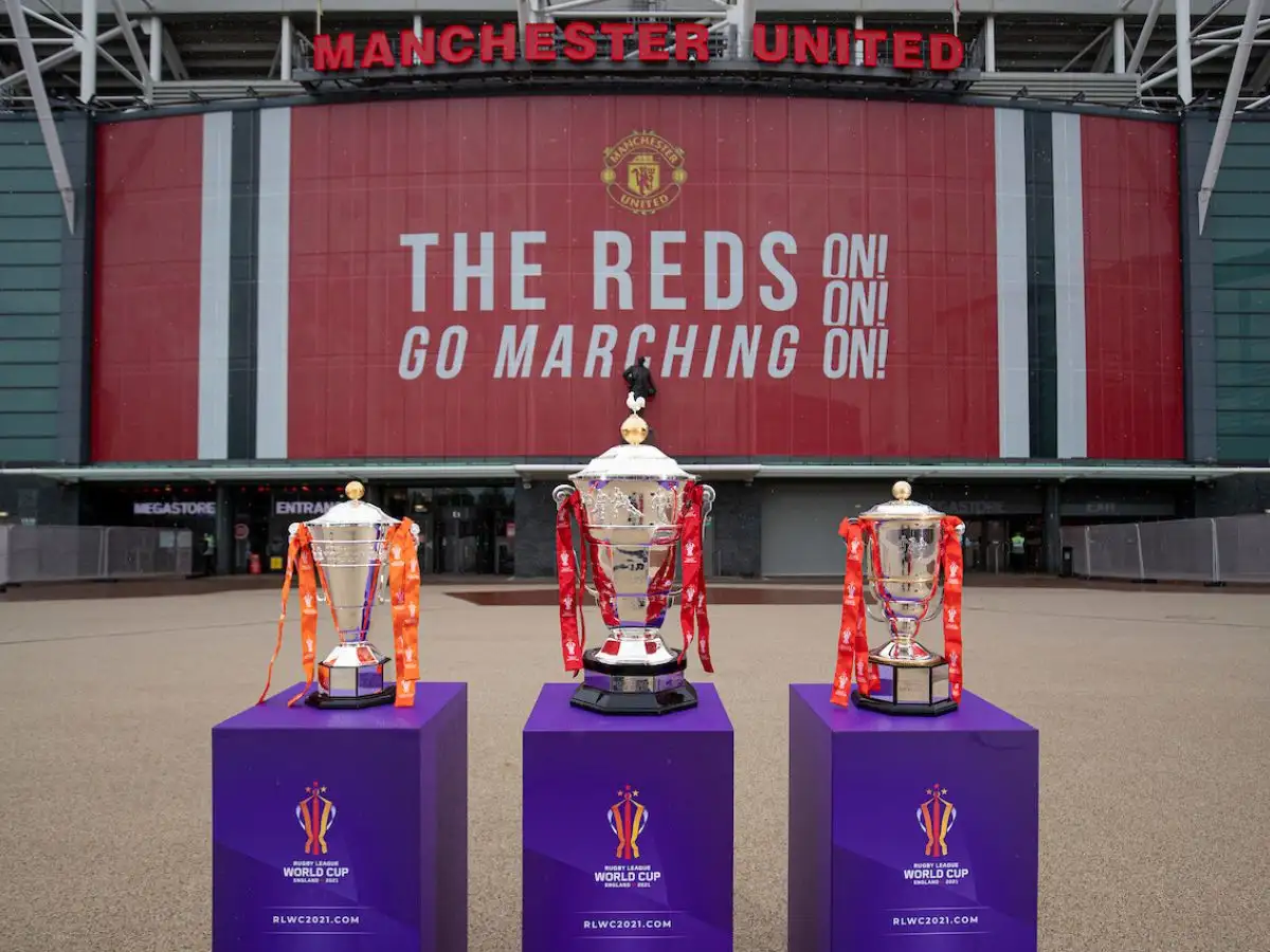 World Cup trophies Old Trafford SWpix