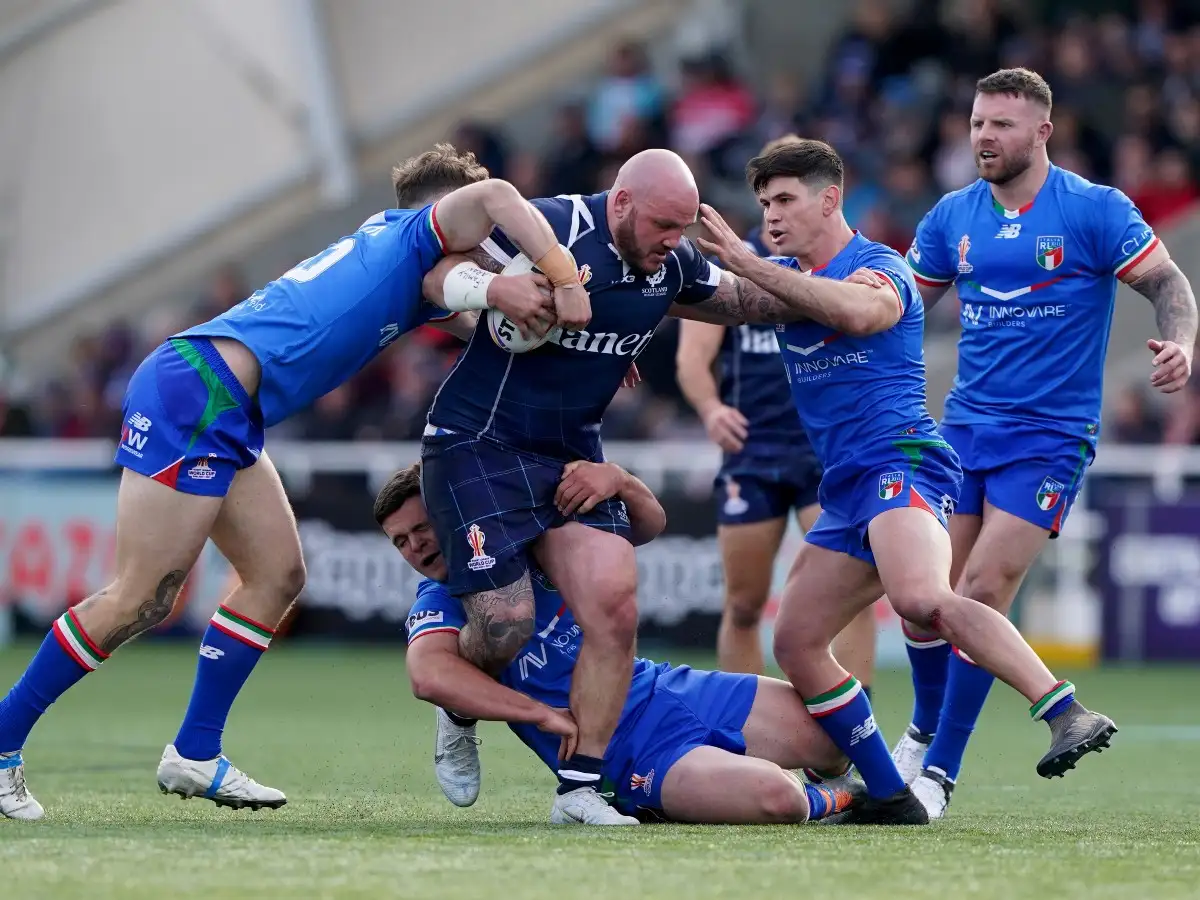 Dean Parata in action for Italy against Scotland