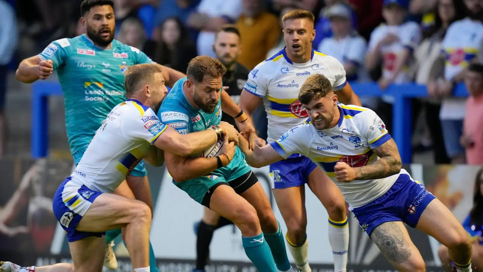 Aidan Sezer in action for Leeds against Warrington.