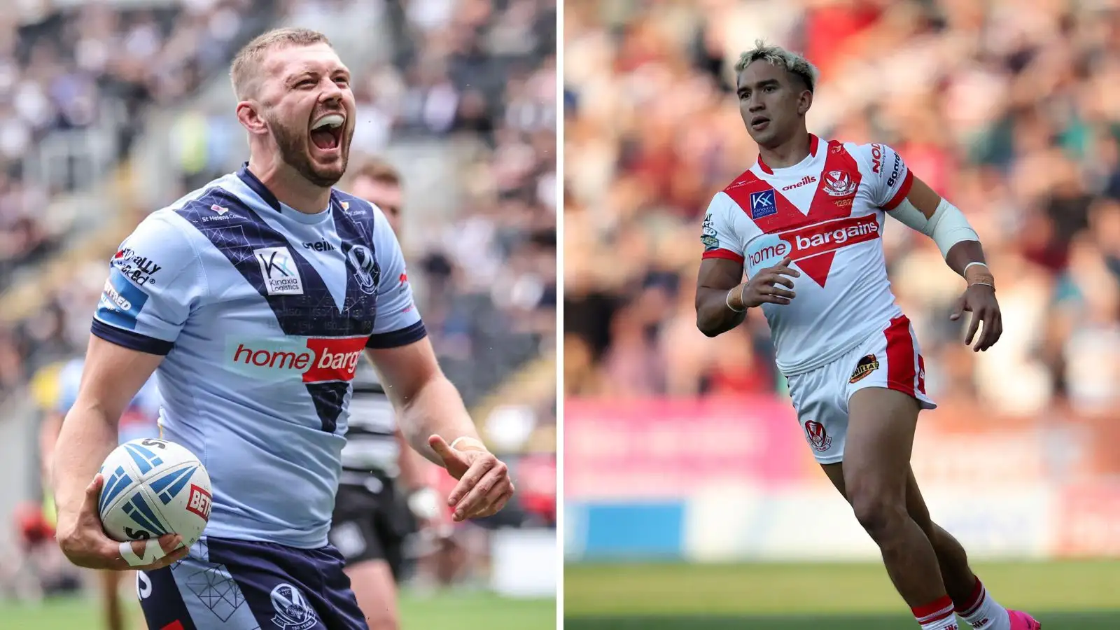 Joe Batchelor and Tee Ritson in action for St Helens.