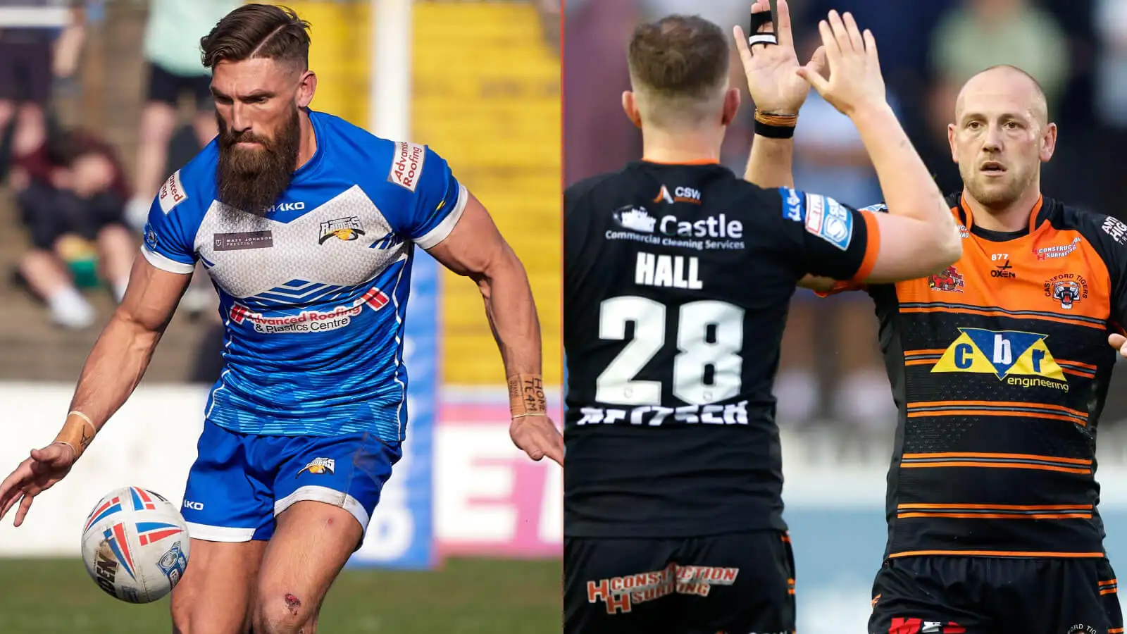 Jarrod Sammut and Liam Watts in action for Barrow and Castleford respectively.