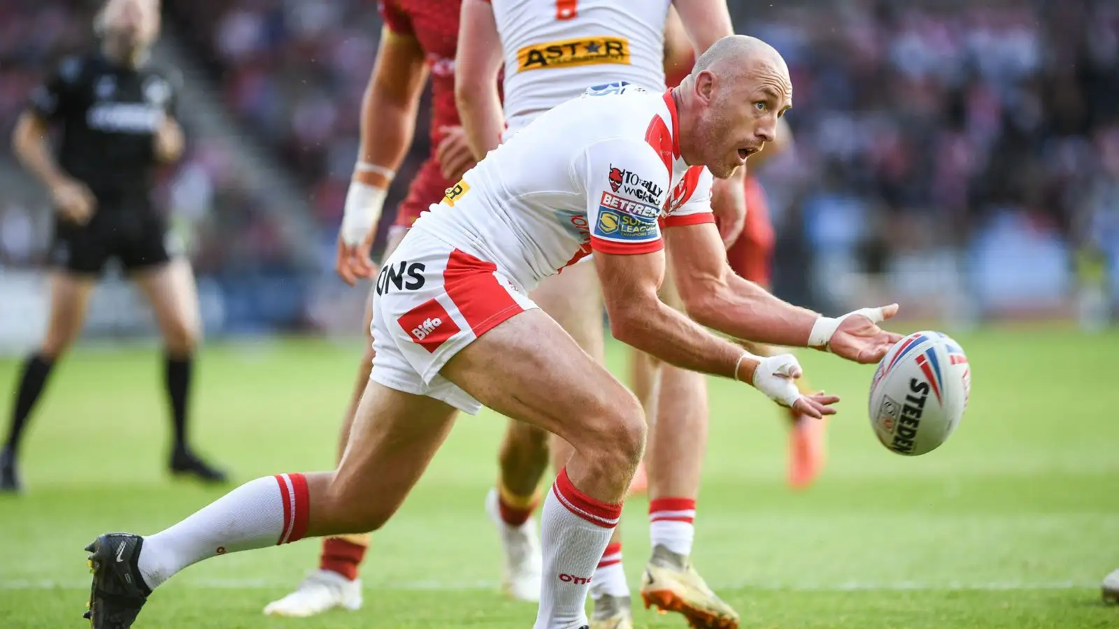 James Roby in action for St Helens. Photo by Dean Williams / Alamy Stock Photo.