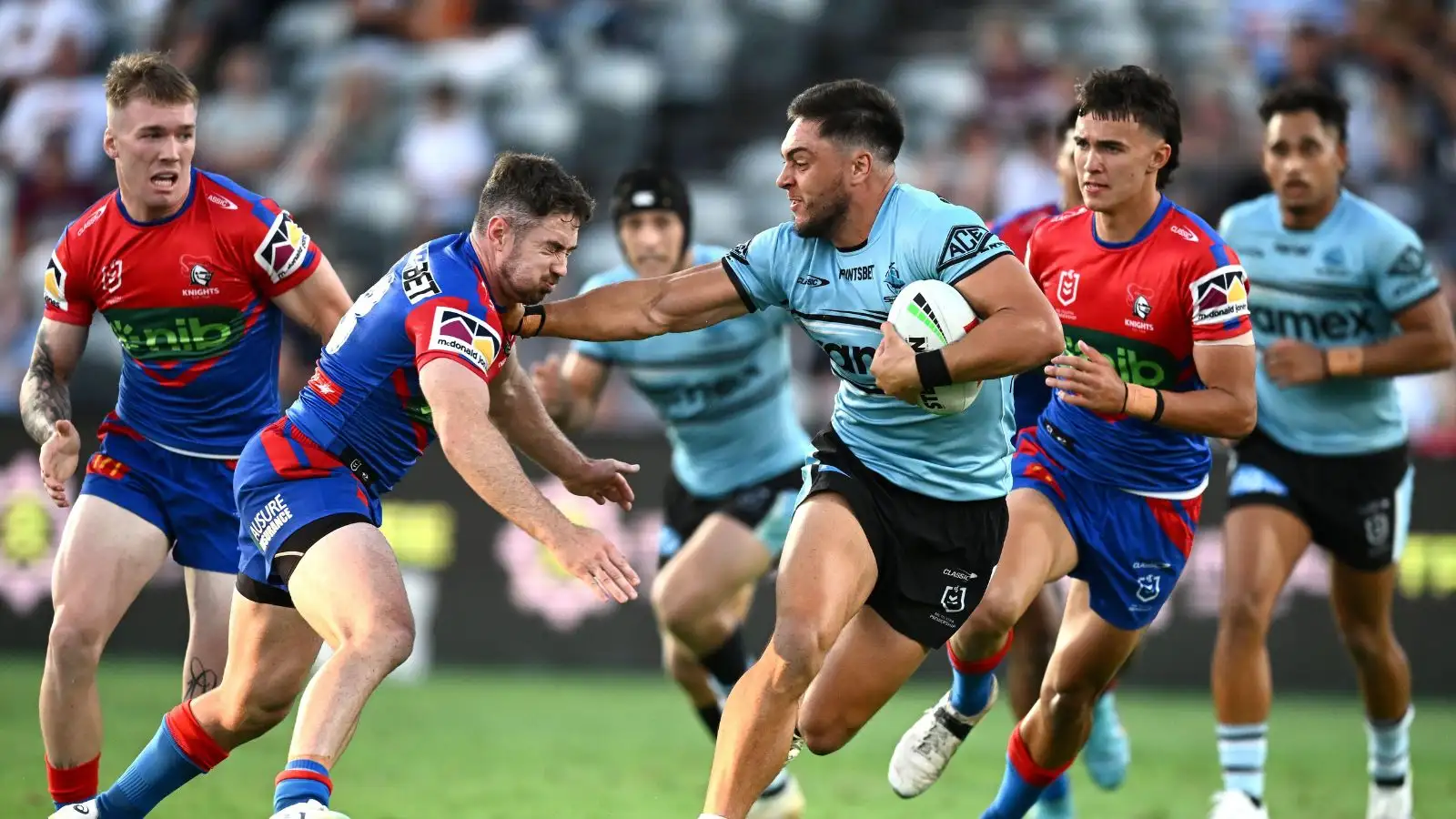 Adam Clune in action against Cronulla Sharks during NRL pre-season challenge Round 1. Photo by AAP Image/Dan Himbrechts.