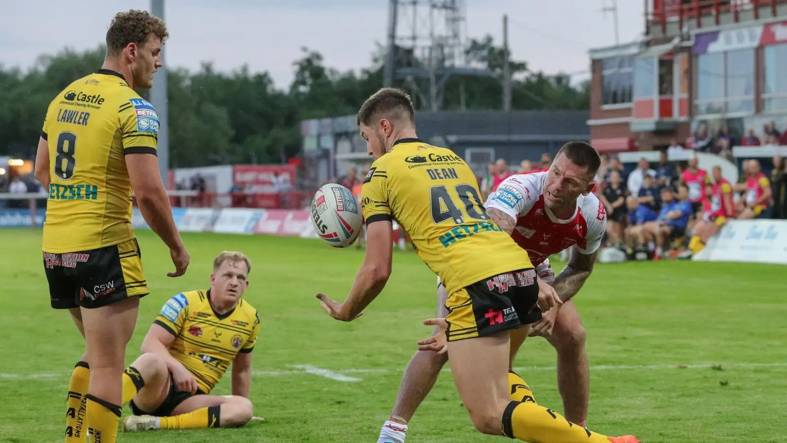 Riley Dean in action for Castleford Tigers against Hull KR. Photo by James Heaton/News Images.