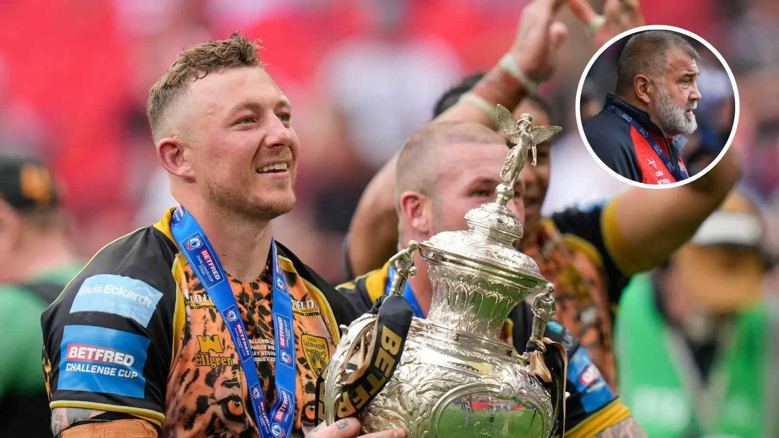 Josh Charnley lifts Challenge Cup trophy