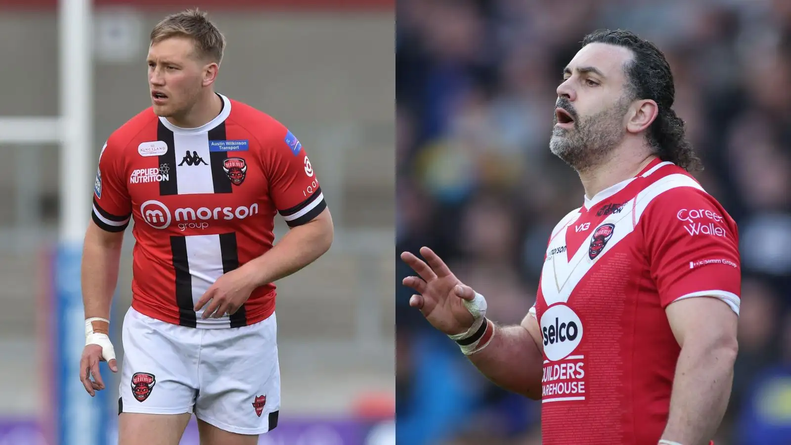 Paul Rowley Head Coach of Salford Red Devils arrives with his team