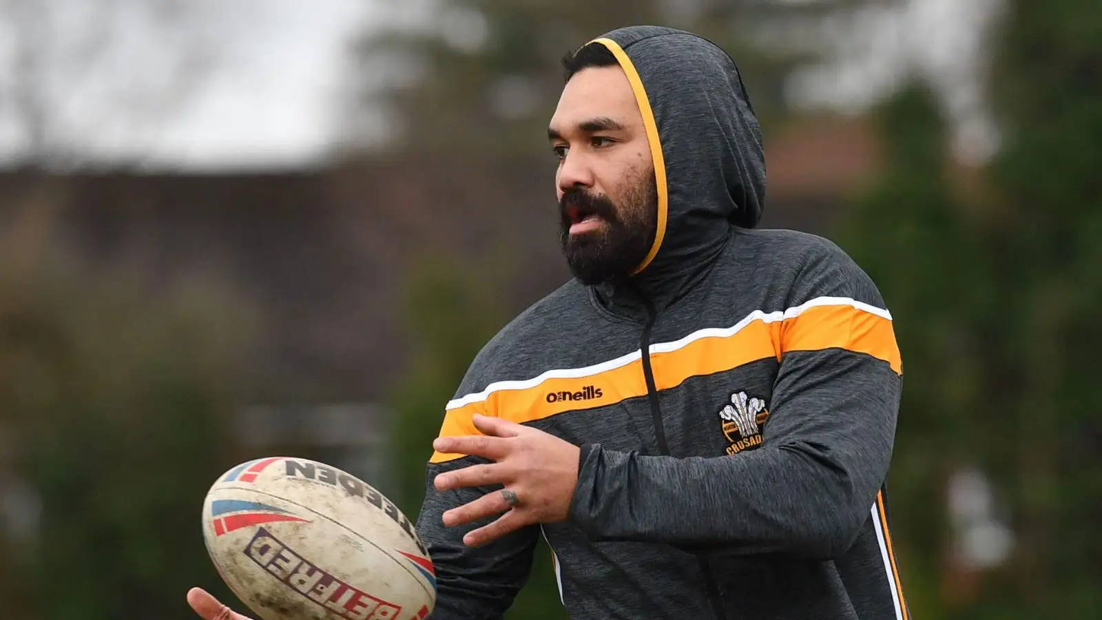 Patrick Ah Van warms up for North Wales Crusaders