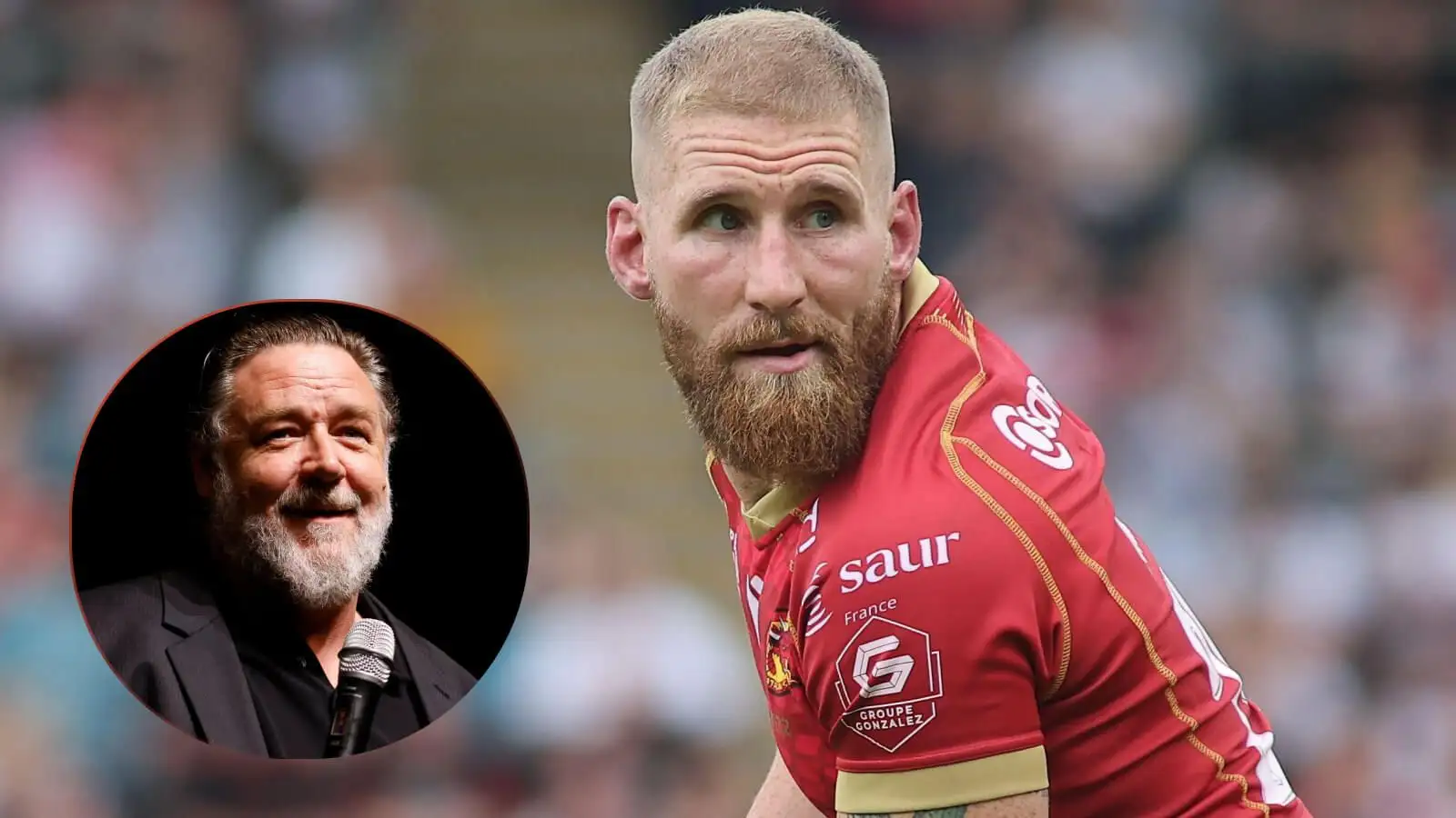 Sam Tomkins and Russell Crowe Alamy