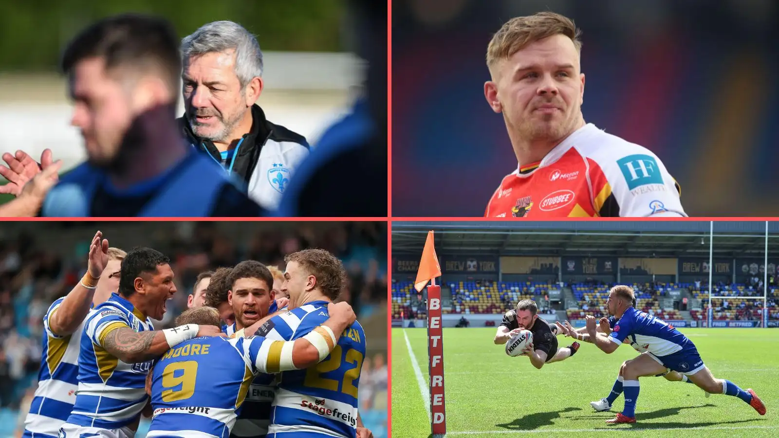 Wakefield Trinity head coach Daryl Powell, Bradford Bulls' Ben Blackmore, Halifax Panthers, Widnes Vikings try v Barrow Raiders