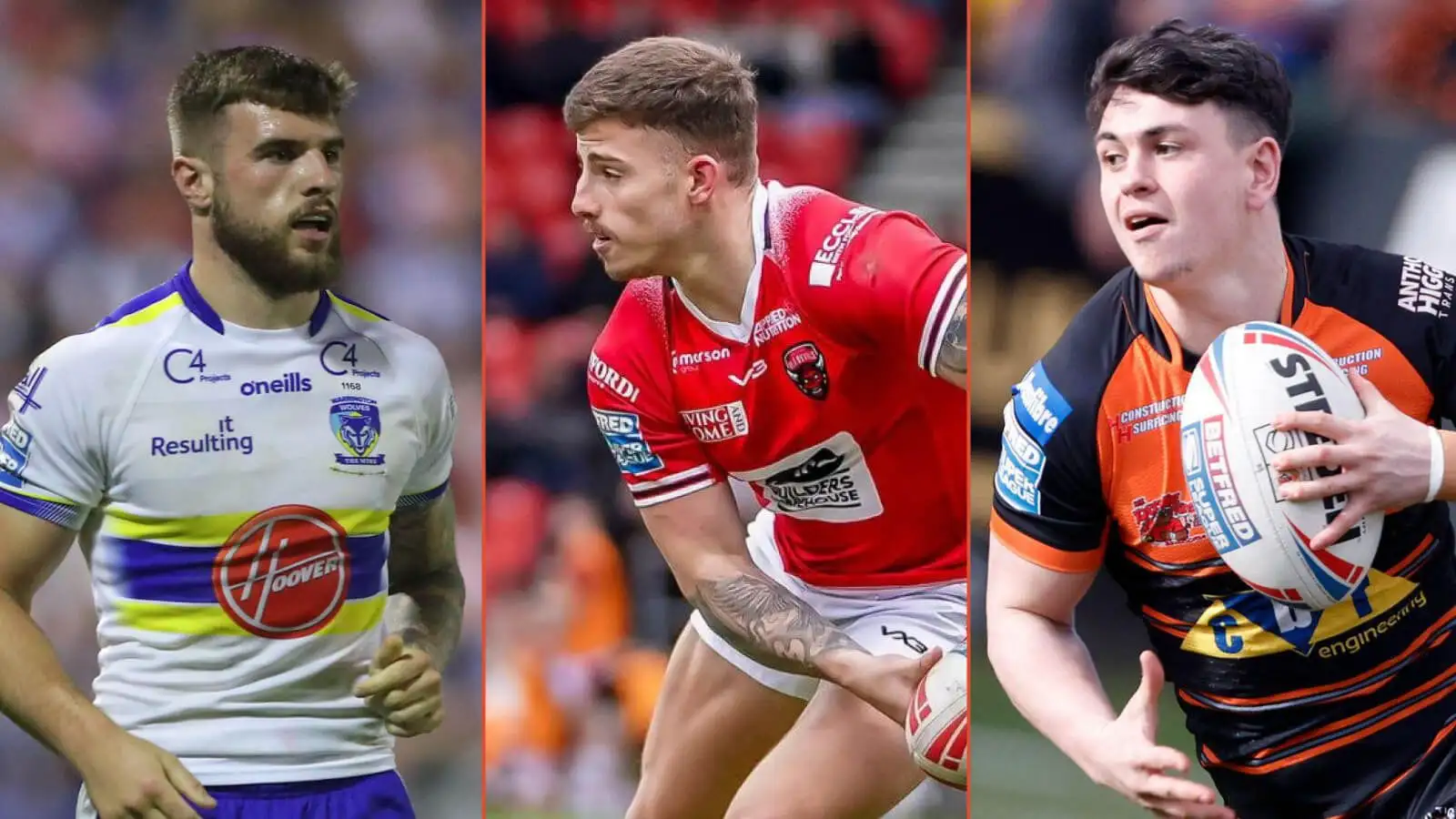 Connor Wrench, Amir Bourouh, Cain Robb Super League Alamy