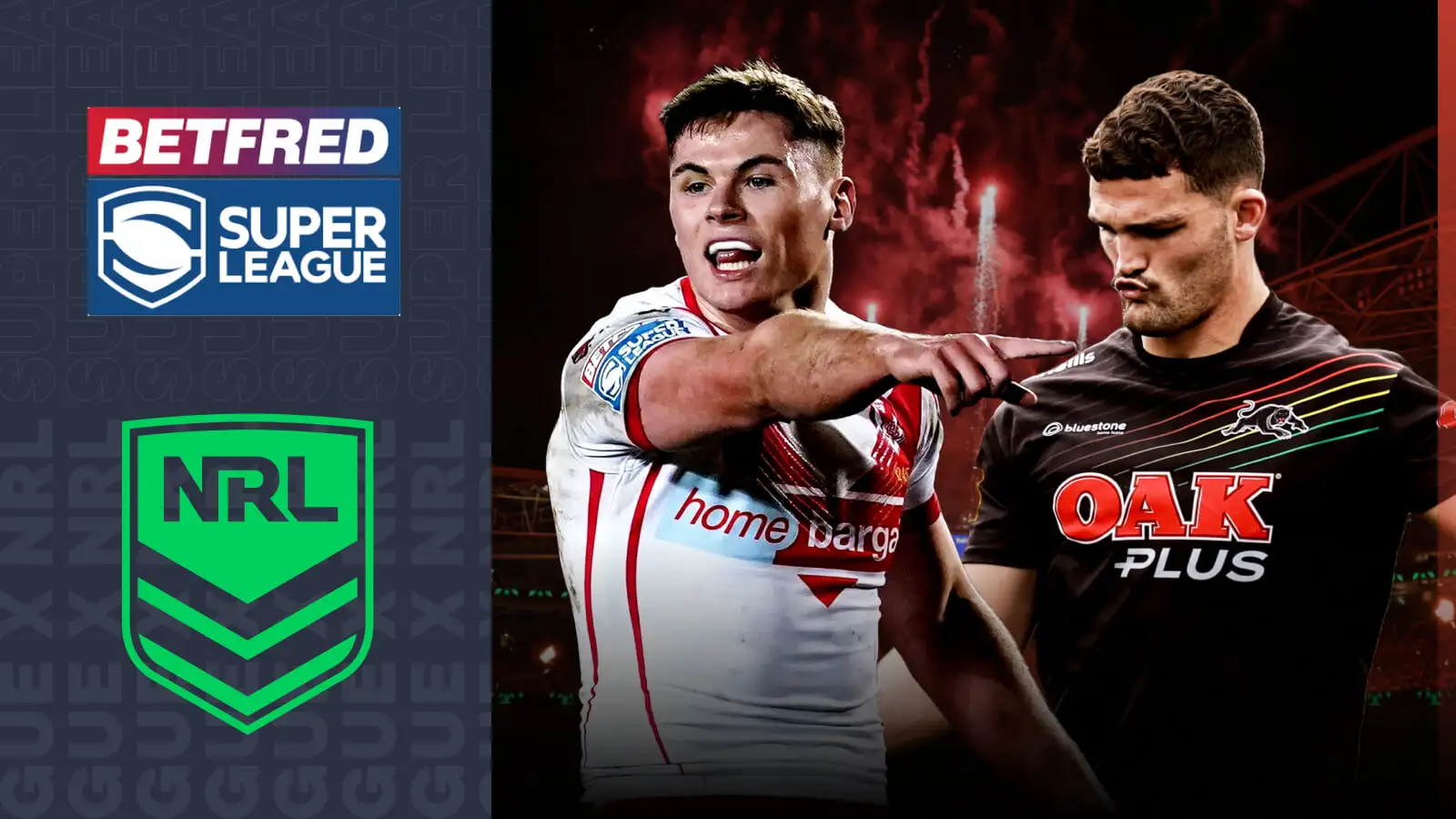 Super League logo, NRL logo, Jack Welsby, Nathan Cleary