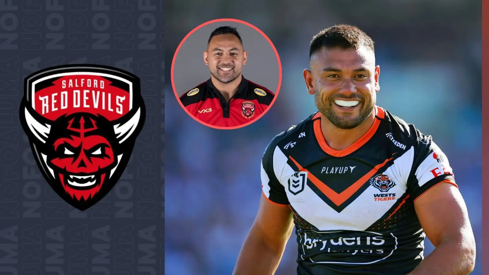 Salford Red Devils badge, Krisnan Inu, David Nofoaluma