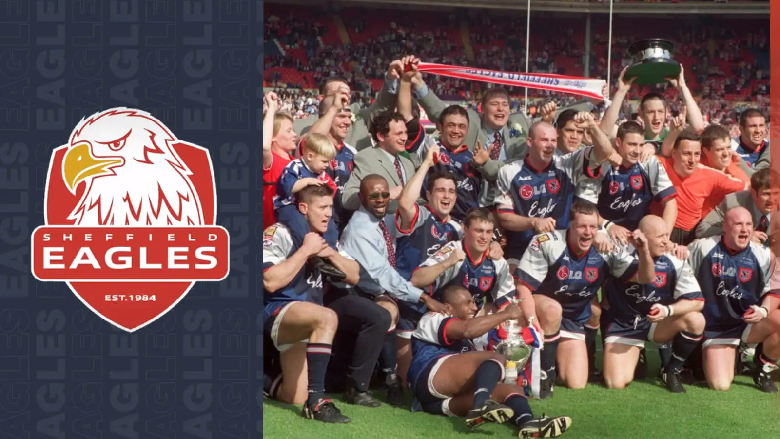 Sheffield Eagles badge, Sheffield Eagles celebrate their 1998 Challenge Cup triumph
