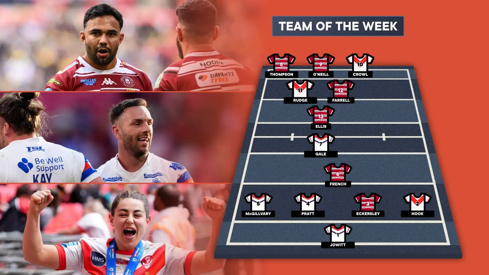 Wigan, St Helens, Wakefield stars in Team of the Week from Challenge Cup finals day