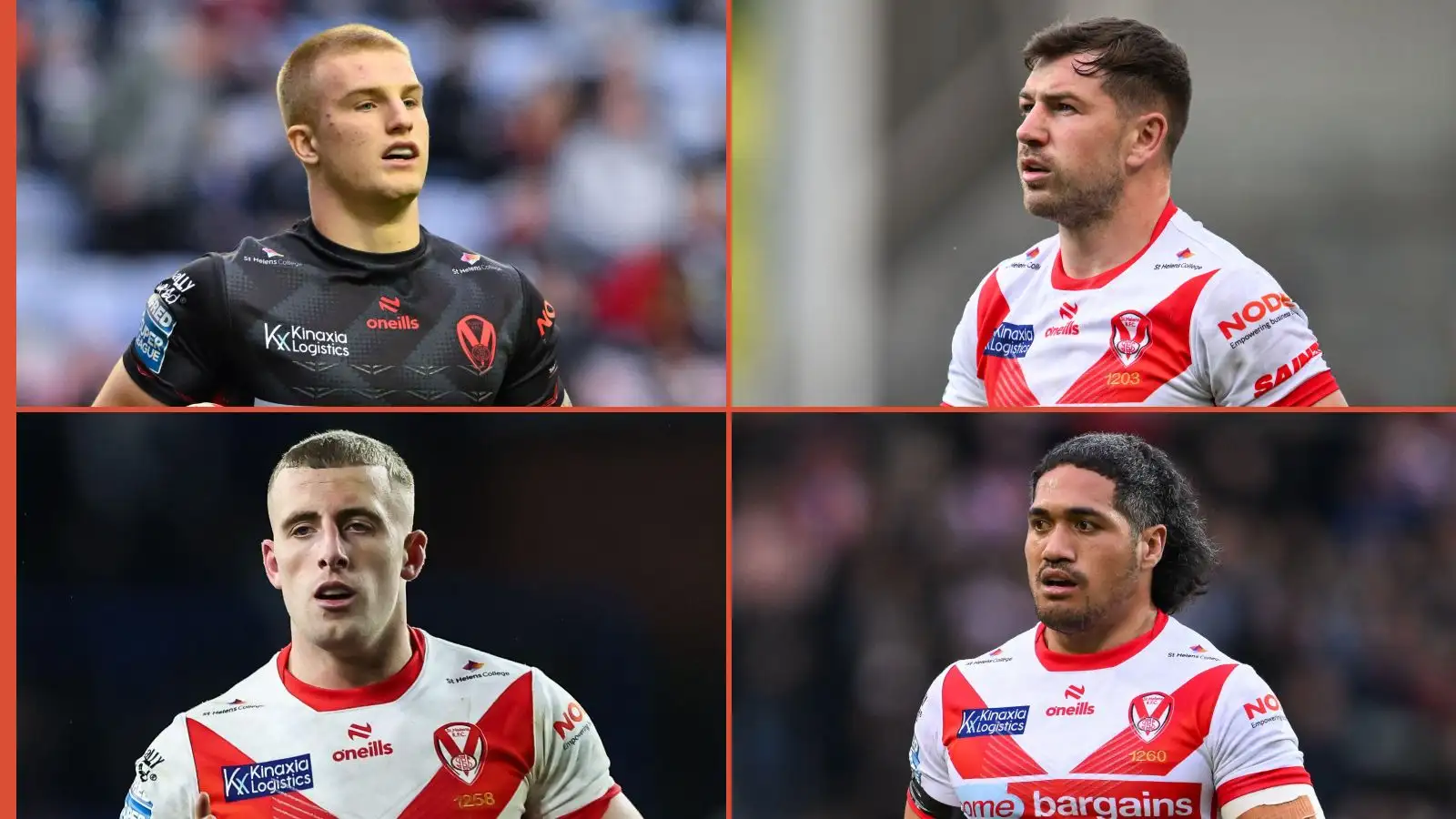 George Delaney, Mark Percival, Jake Wingfield, Sione Mata'utia St Helens Alamy