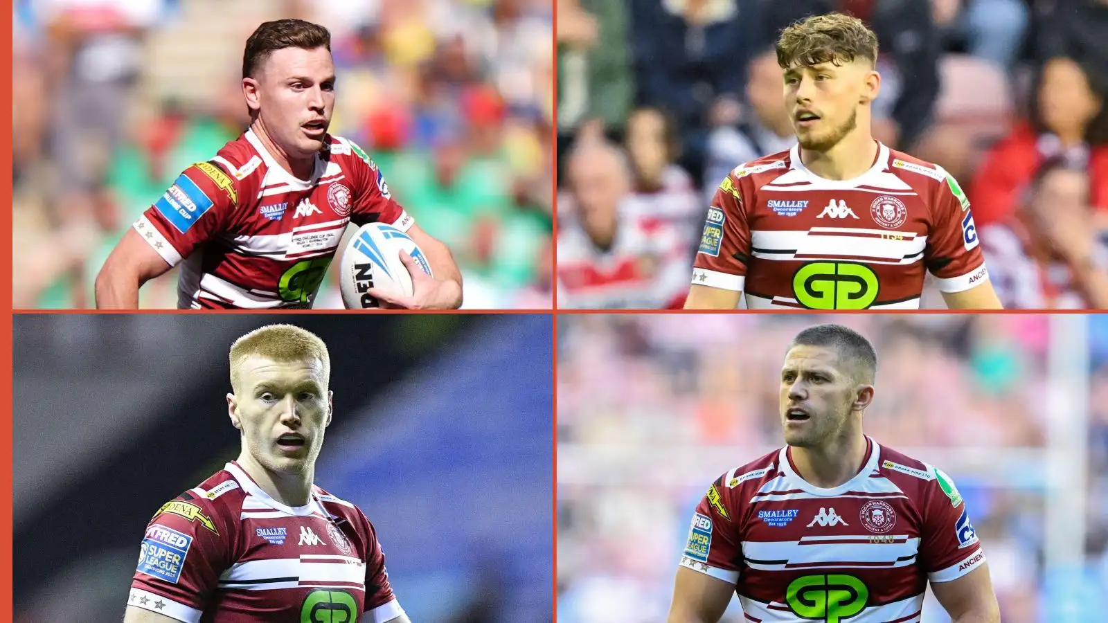 Jai Field, Jack Farrimond, Zach Eckersley, Ryan Hampshire Wigan Warriors Alamy