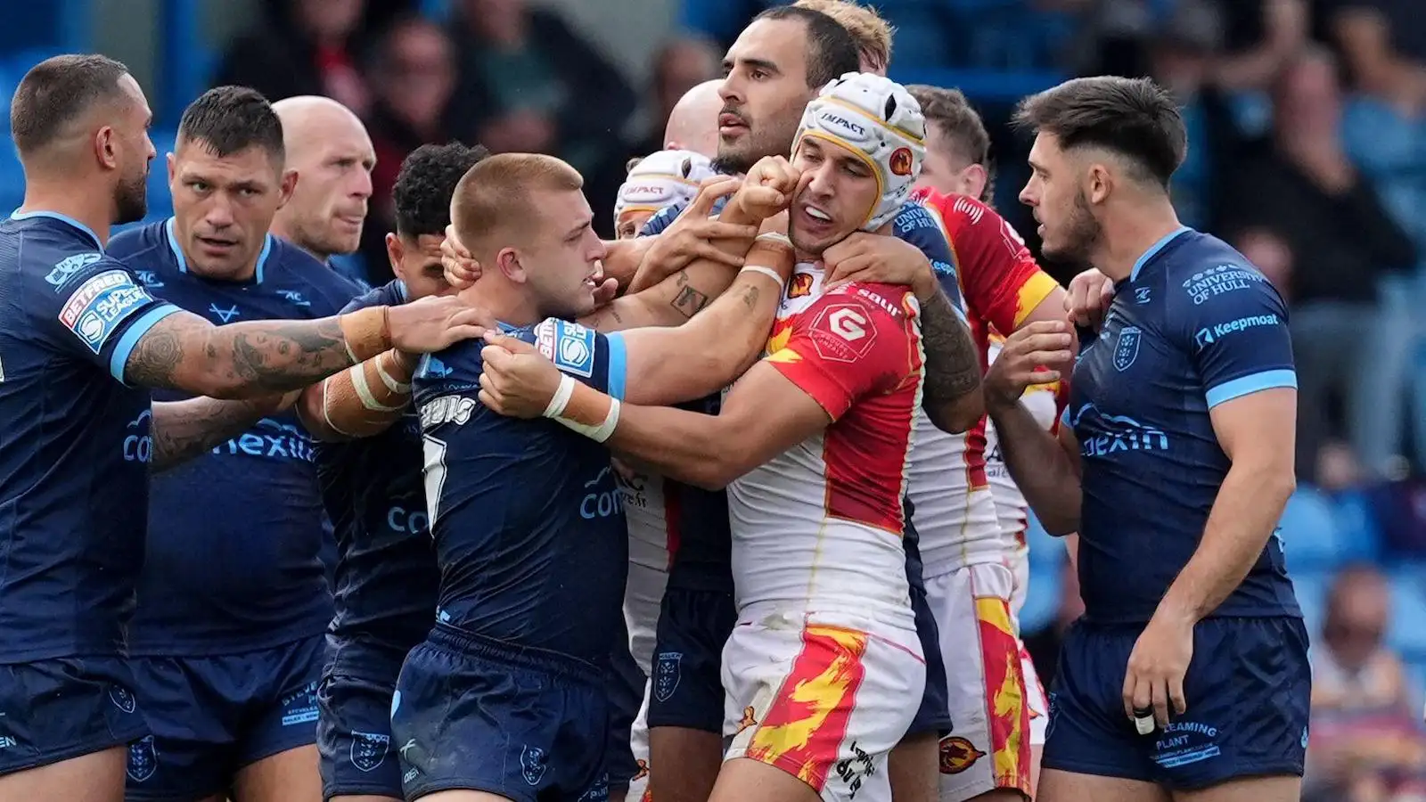 ‘Not in the game’: Hull KR’s Mikey Lewis confirms biting allegation against Catalans Dragons star