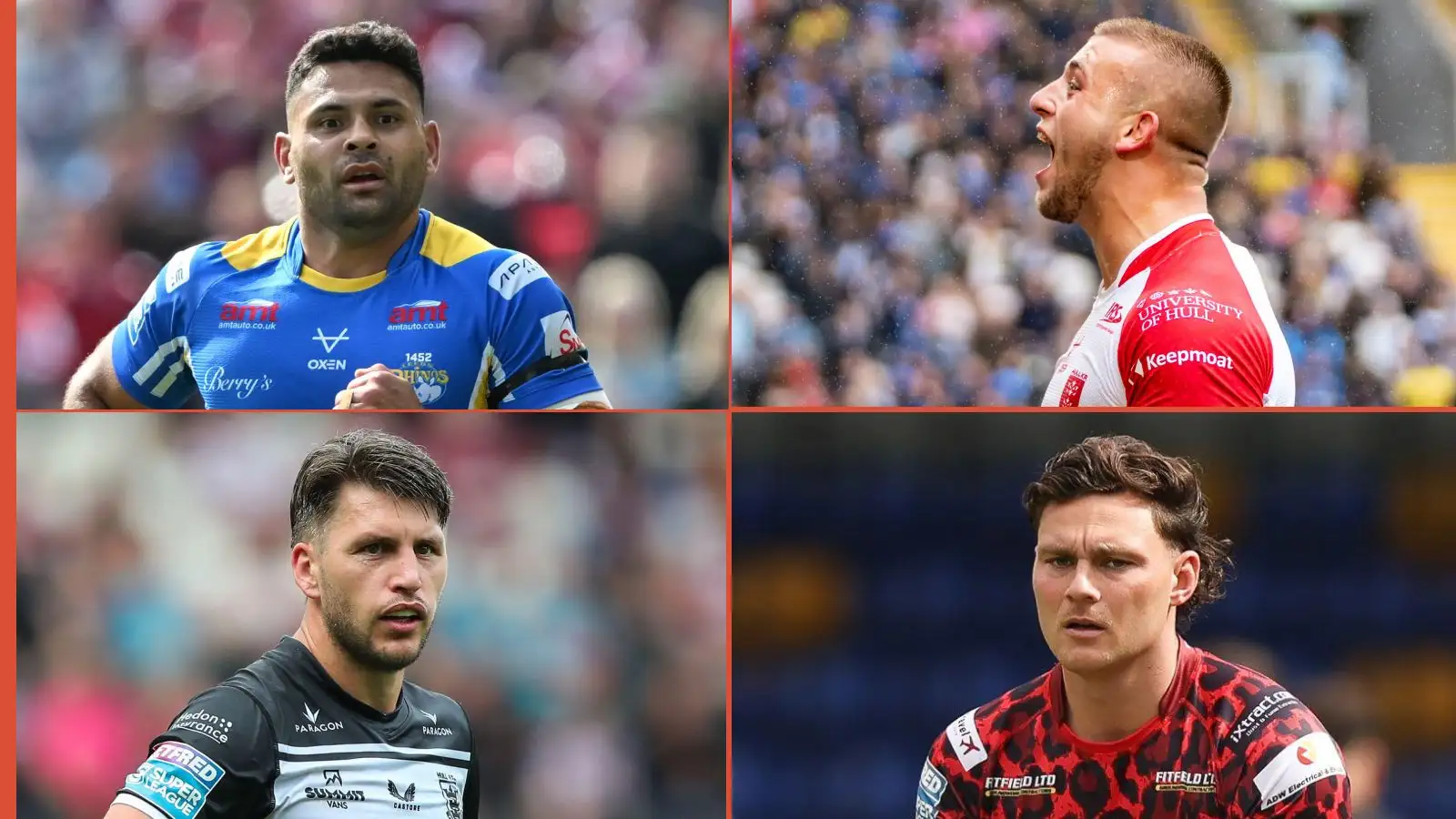 Rhyse Martin Leeds Rhinos, Mikey Lewis Hull KR, Tom Briscoe Hull FC, Lachlan Lam Leigh Leopards Alamy