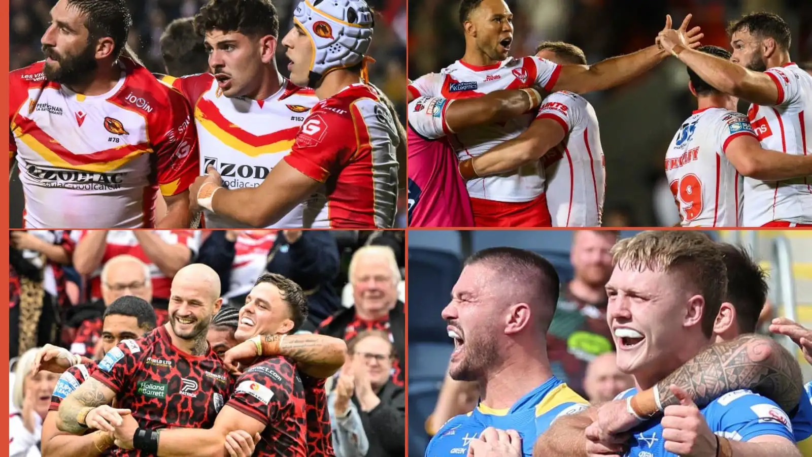 Catalans Dragons, St Helens, Leigh Leopards, Leeds Rhinos