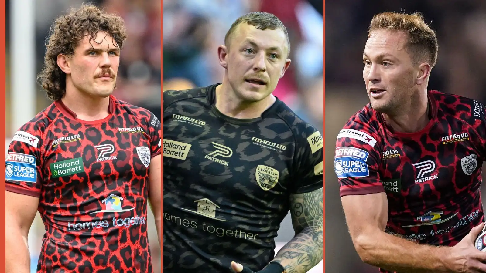 Robbie Mulhern, Josh Charnley, Matt Moylan Leigh Leopards Alamy