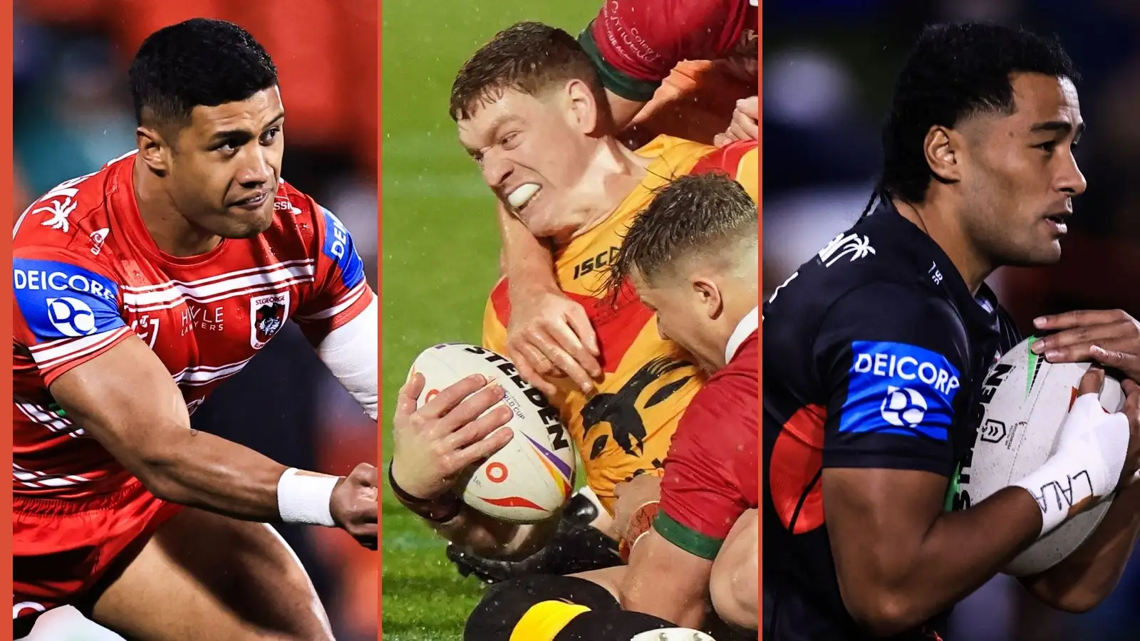 Fa'amanu Brown, Dan Russell, Max Feagai St George Illawarra Dragons Alamy