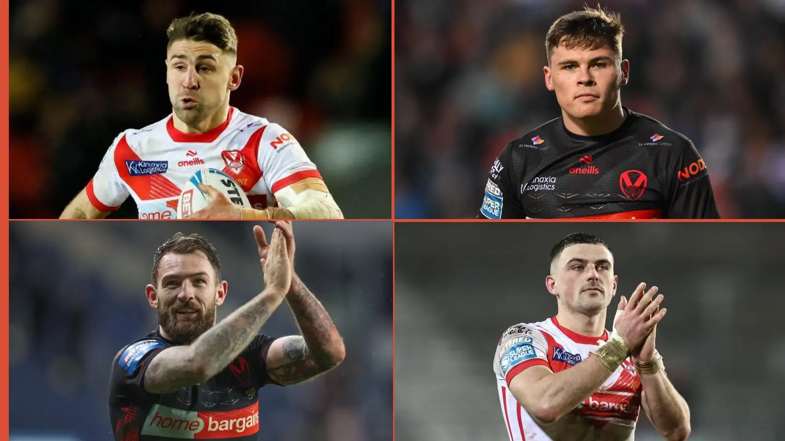 Tommy Makinson, Jack Welsby, Daryl Clark, Lewis Dodd St Helens Alamy