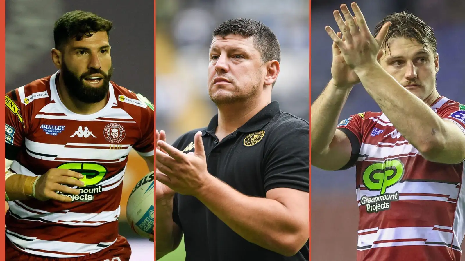 Abbas Miski, Matt Peet, Liam Byrne Wigan Warriors Alamy