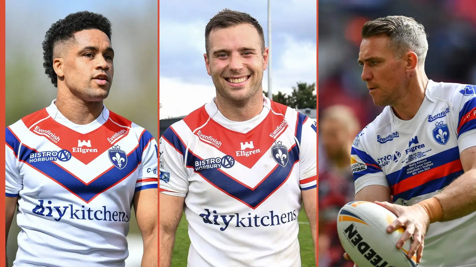 Derrell Olpherts, Iain Thornley, Matty Ashurst Wakefield Trinity Alamy