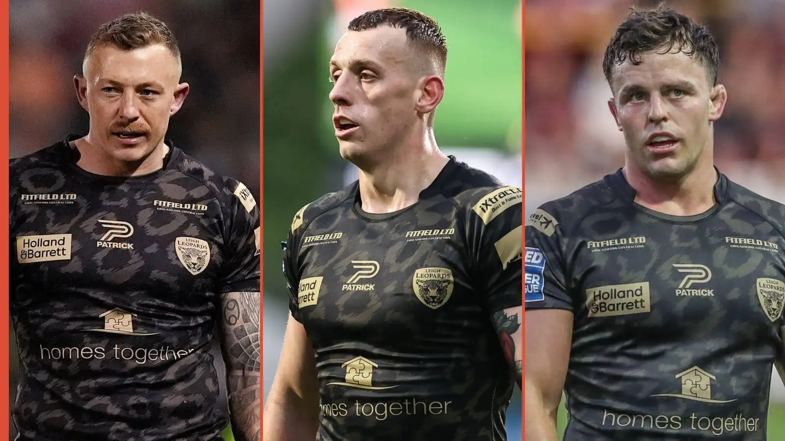 Josh Charnley, Frankie Halton, Kai O'Donnell Leigh Leopards Alamy