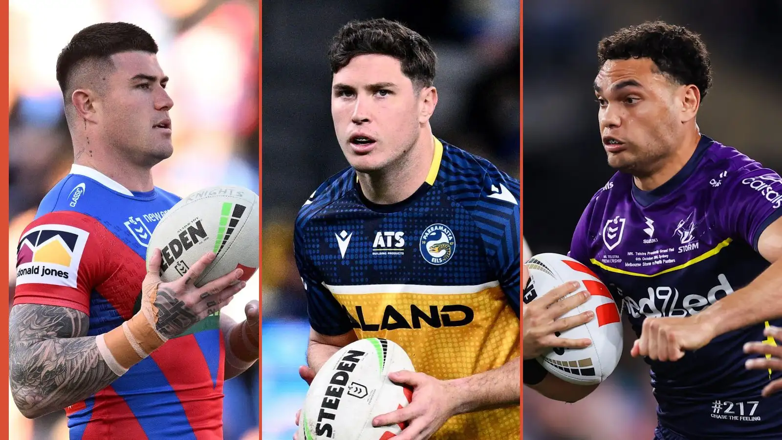 Bradman Best Newcastle, Mitch Moses Parramatta, Xavier Coates Melbourne NRL Alamy