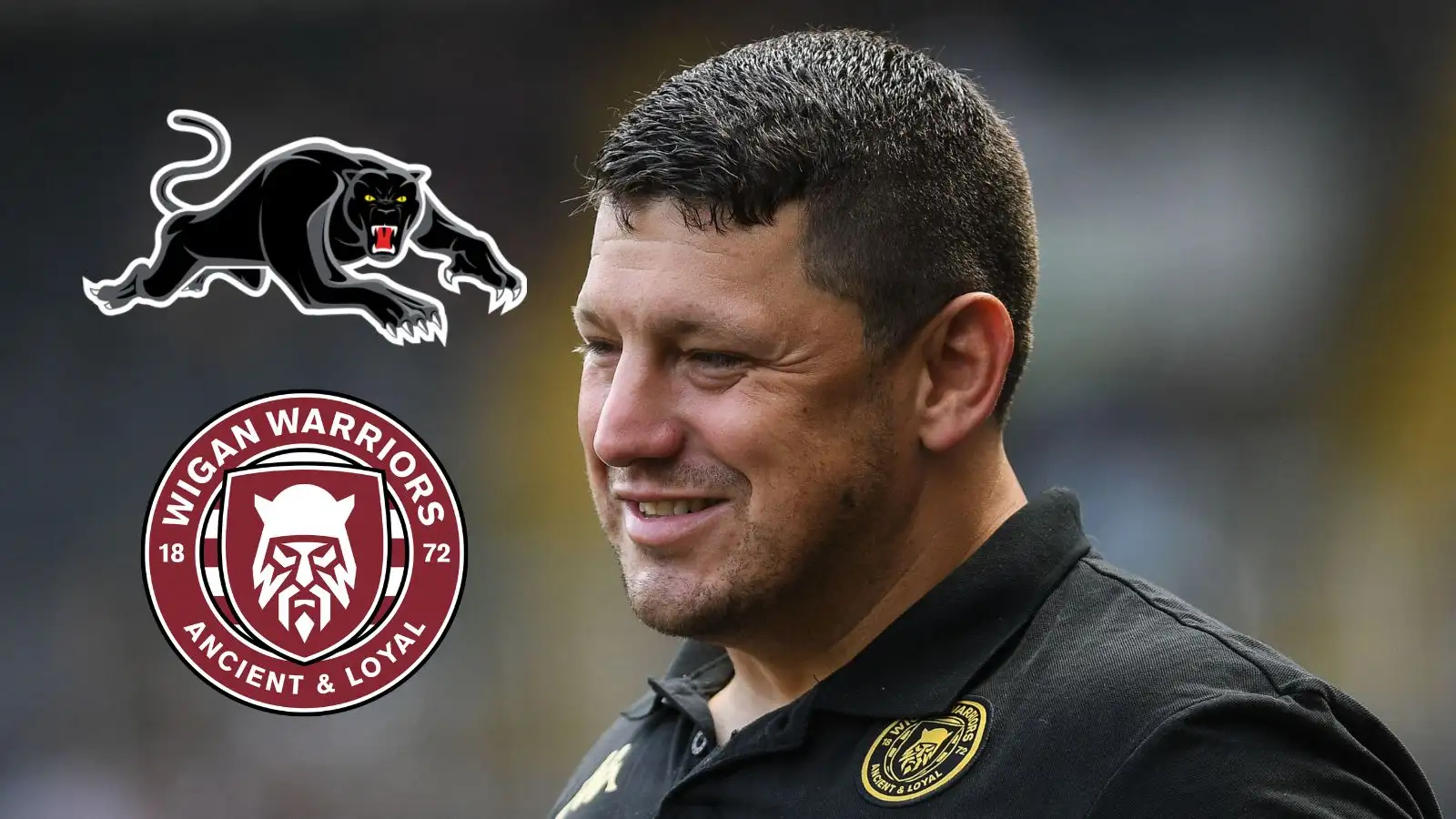 Penrith Panthers badge, Wigan Warriors badge, Matt Peet