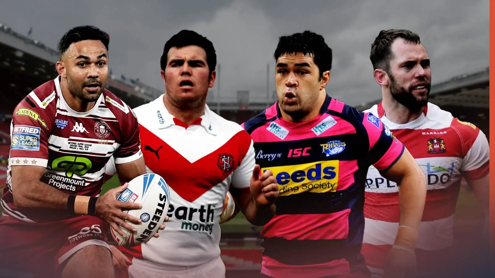 Bevan French, Jamie Lyon, Kylie Leuluai, Pat Richards Super League overseas Alamy