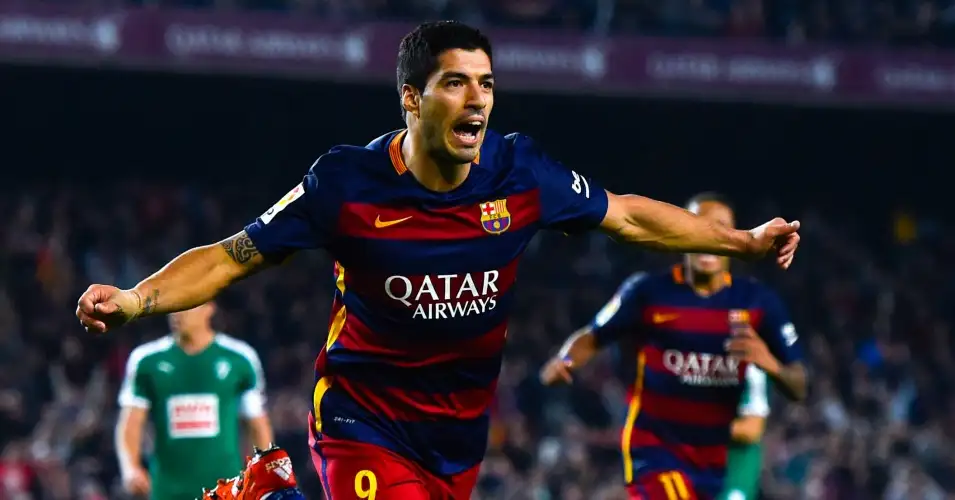 Suarez scores hat-trick as Barca climb to second