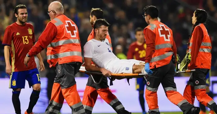 Michael Carrick: Stretchered off in the final minute of defeat