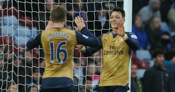 Mesut Ozil: Set up Aaron Ramsey for Arsenal's second goal at Aston Villa