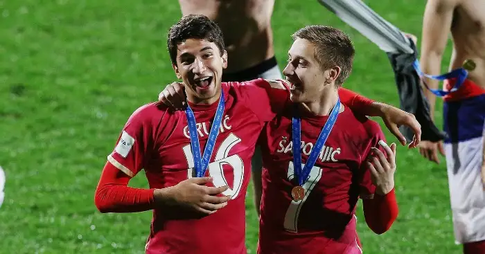 Marko Grujic (left): Will sign for Liverpool but stay at Red Star on loan