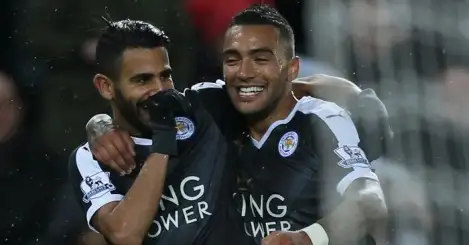 Vardy run ends but Mahrez hat-trick sends Leicester to summit