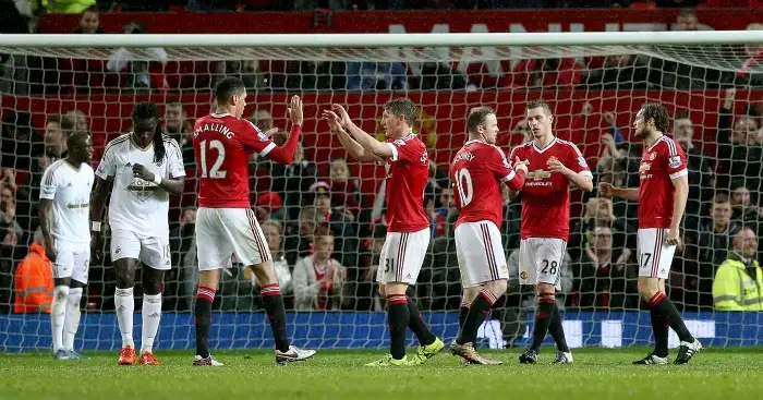 Chris Smalling: Celebrates during Manchester United's win over Swansea City