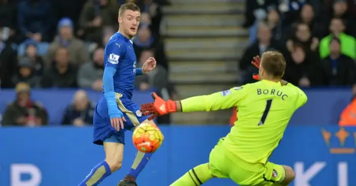 Jamie Vardy: Takes a shot at the Bournemouth goal