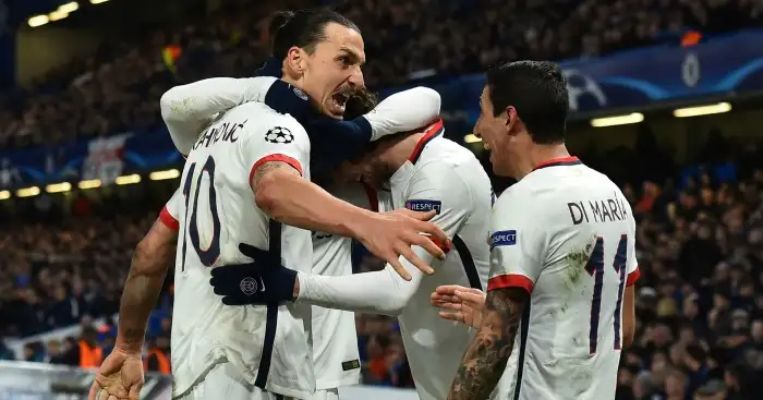 Zlatan Ibrahimovic: Celebrates his goal at Stamford Bridge