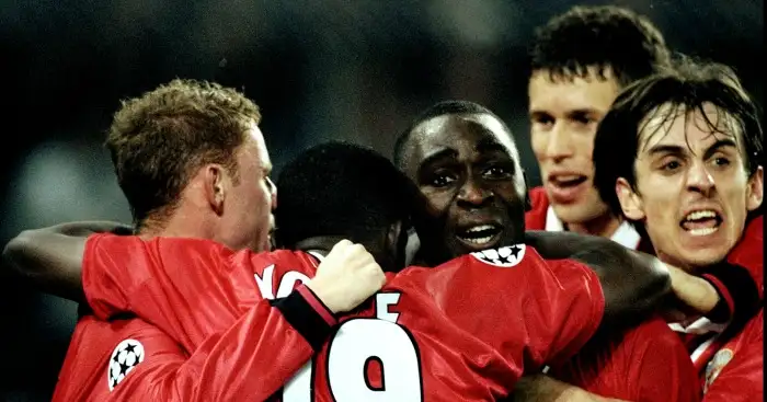 Andy Cole: Celebrates his winner against Juventus in 1999