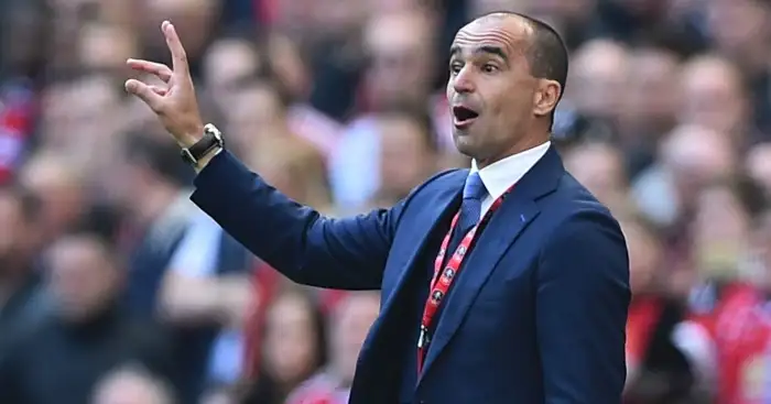 Roberto Martinez: Watches the action at Wembley