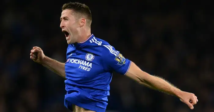 Gary Cahill: Celebrates his goal for Chelsea