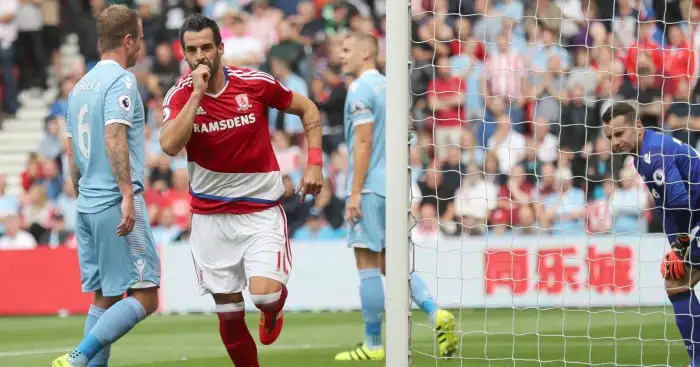 Alvaro Negredo: Celebrates his first goal for Middlesbrough