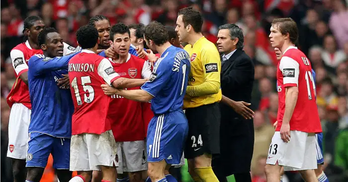 Brawl: Arsenal and Chelsea players in heated exchange